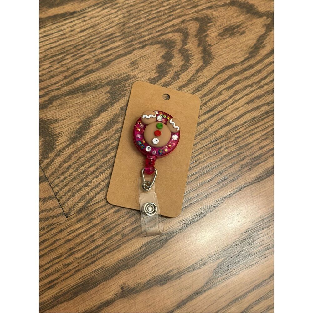 Pink Mickey Mouse Cookie Rhinestone Lanyard Work Badge Reel New